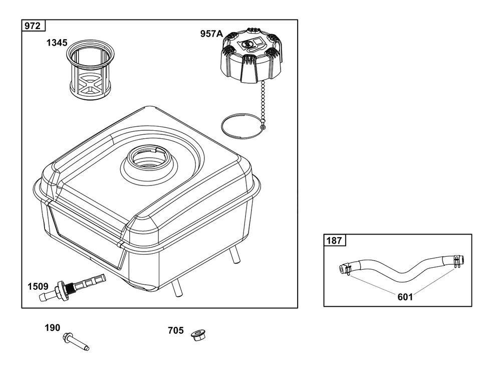 Fuel Supply Group Diagram and Parts List for 12V367-0150-F1  Briggs and Stratton Engine